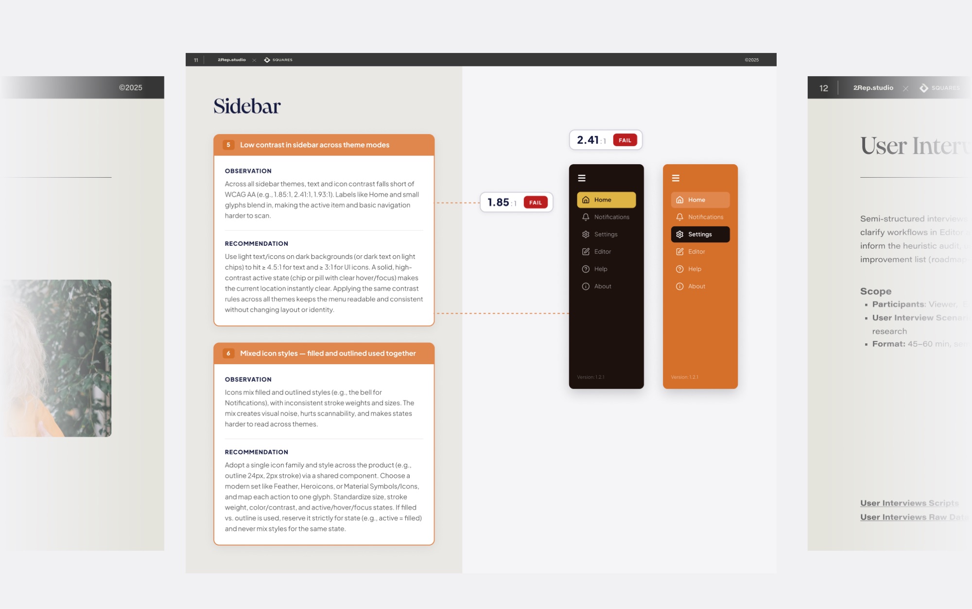 Excerpt from a UX/UI audit report: an observation and a recommendation