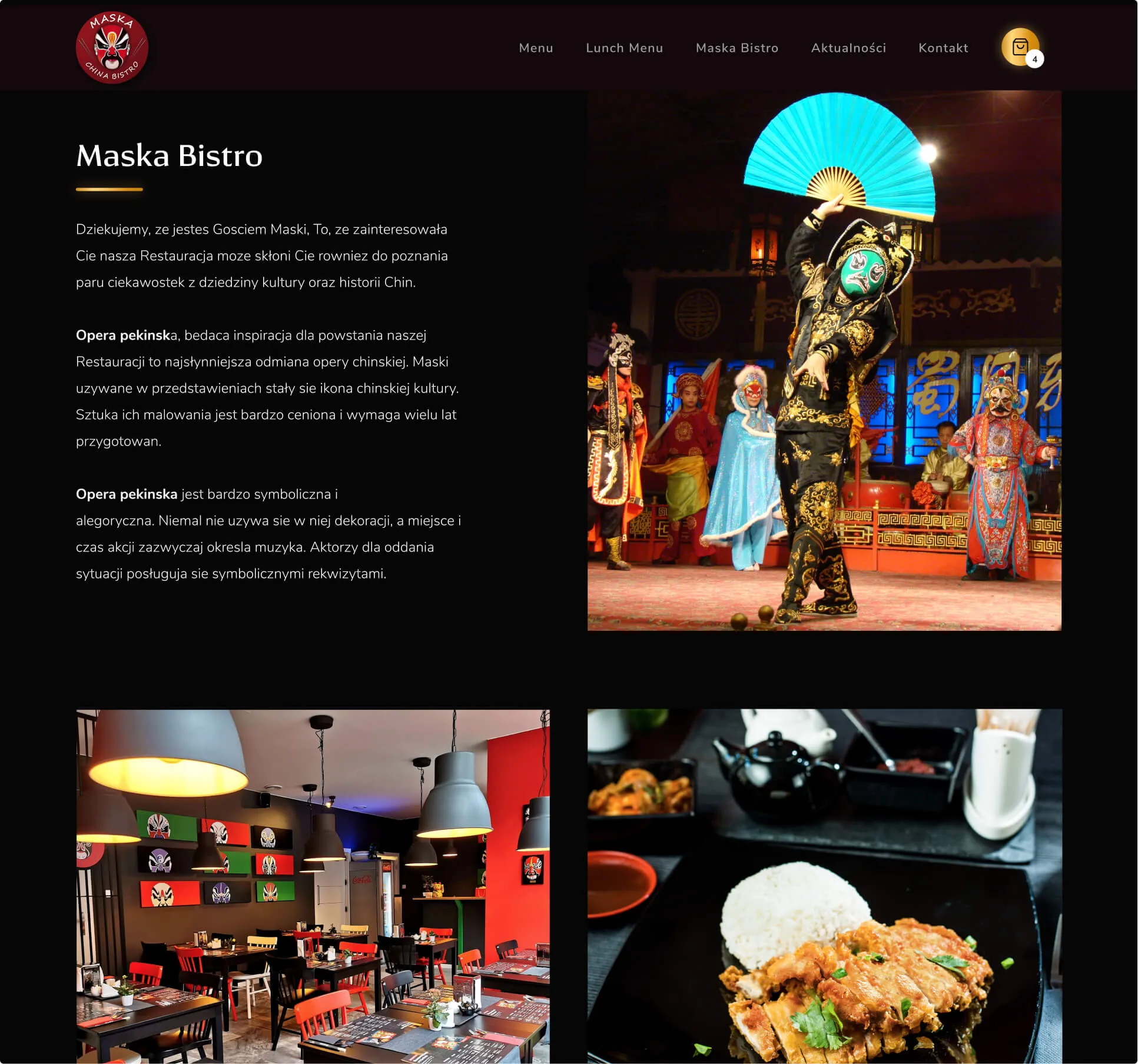 Podstrona o restauracji w serwisie z zamówieniami online