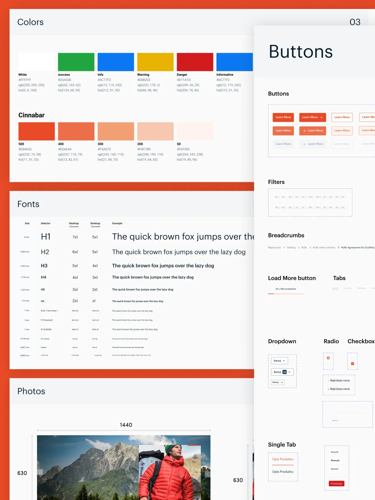 Shop design system: colours, buttons and typography