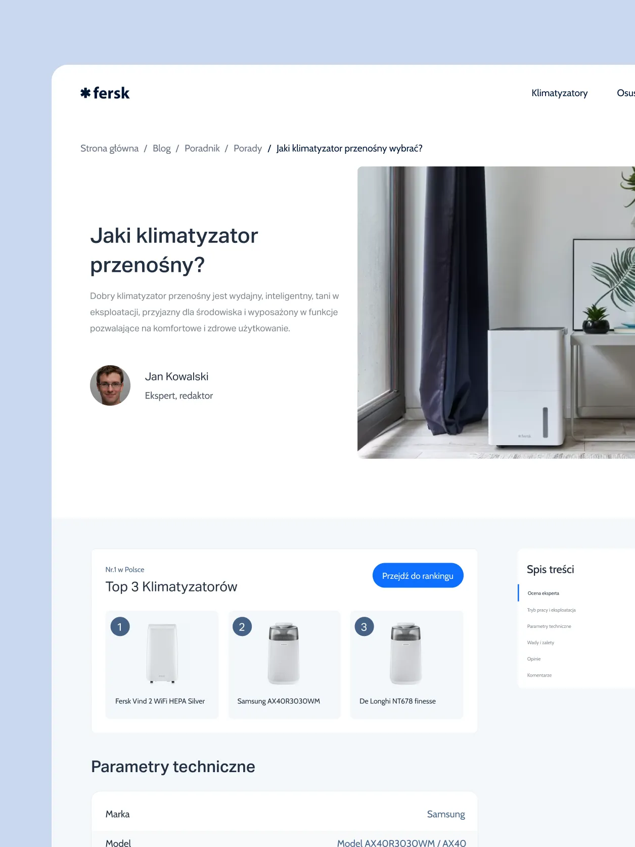 Fersk blog article with products embedded in the content