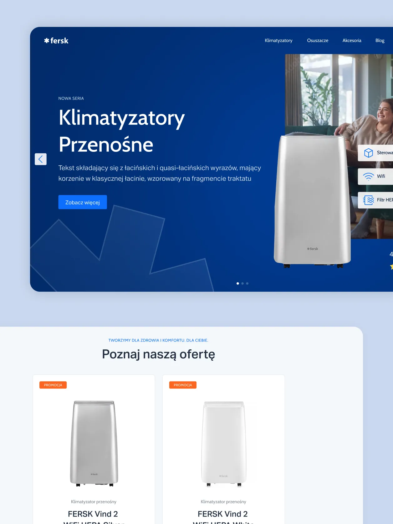 Fersk home page with portable air conditioners