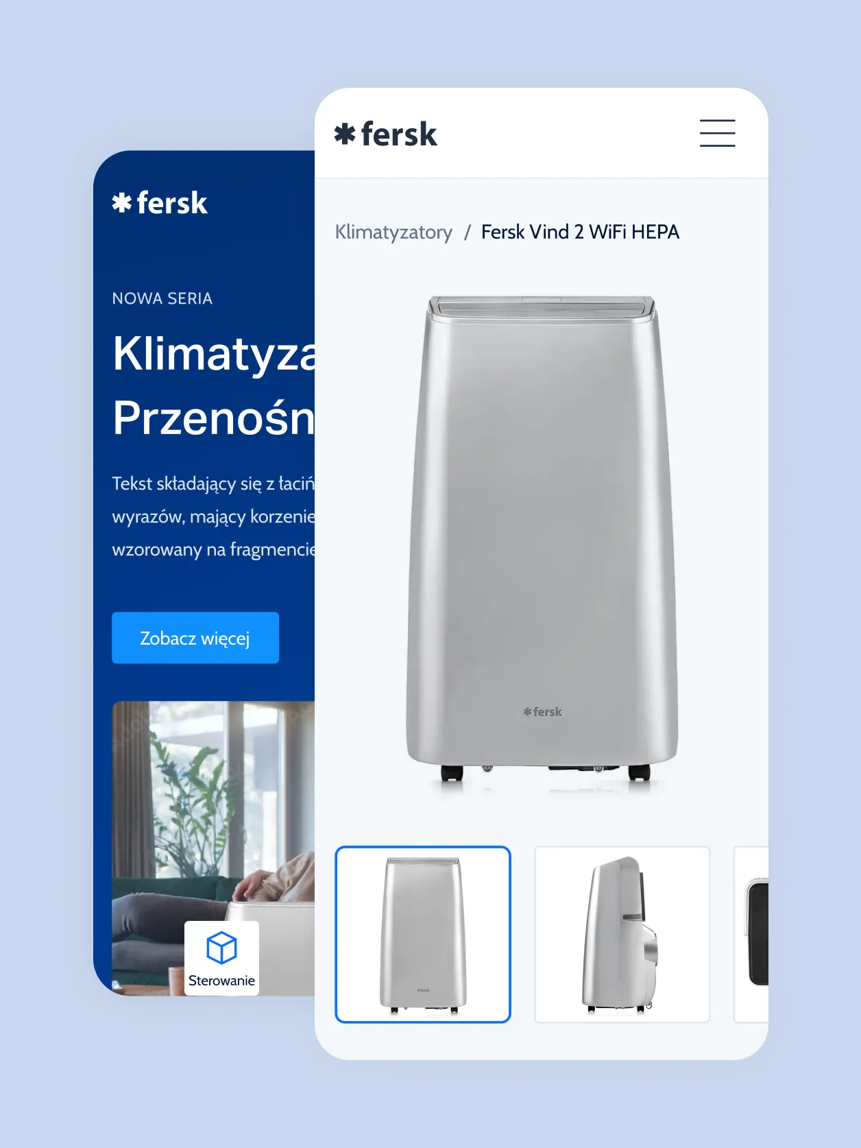 Mobile view of a Fersk air conditioner product page