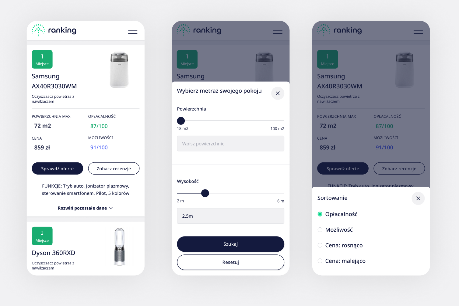 filtry aplikacja mobilna Squares Agencja UX Wrocław